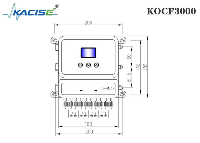 KOCF3000 0.5% माप सटीकता और संपर्क रहित माप के लिए MODBUS प्रोटोकॉल संचार के साथ अल्ट्रासोनिक ओपन चैनल फ्लोमीटर