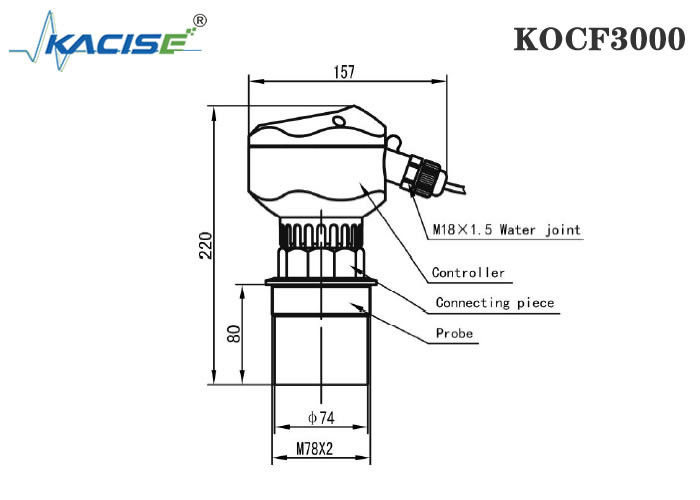 KOCF3000 0.5% माप सटीकता और संपर्क रहित माप के लिए MODBUS प्रोटोकॉल संचार के साथ अल्ट्रासोनिक ओपन चैनल फ्लोमीटर