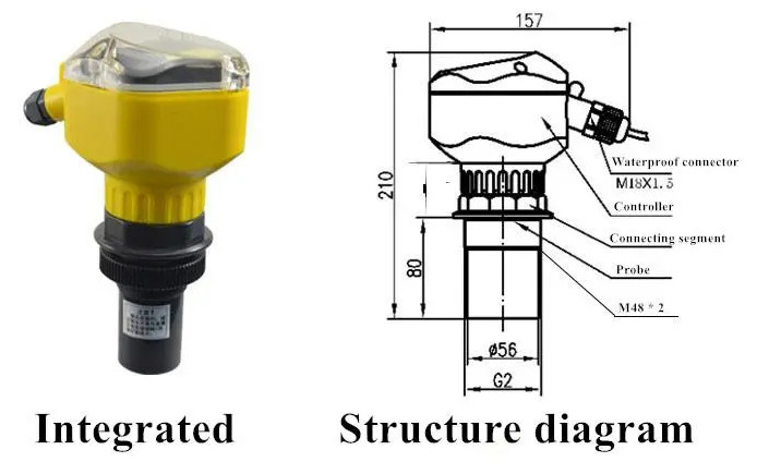 4 - 20mA Ultrasonic Water Level Meter 24V Digital Fluid Level Sensor For Municipal Project